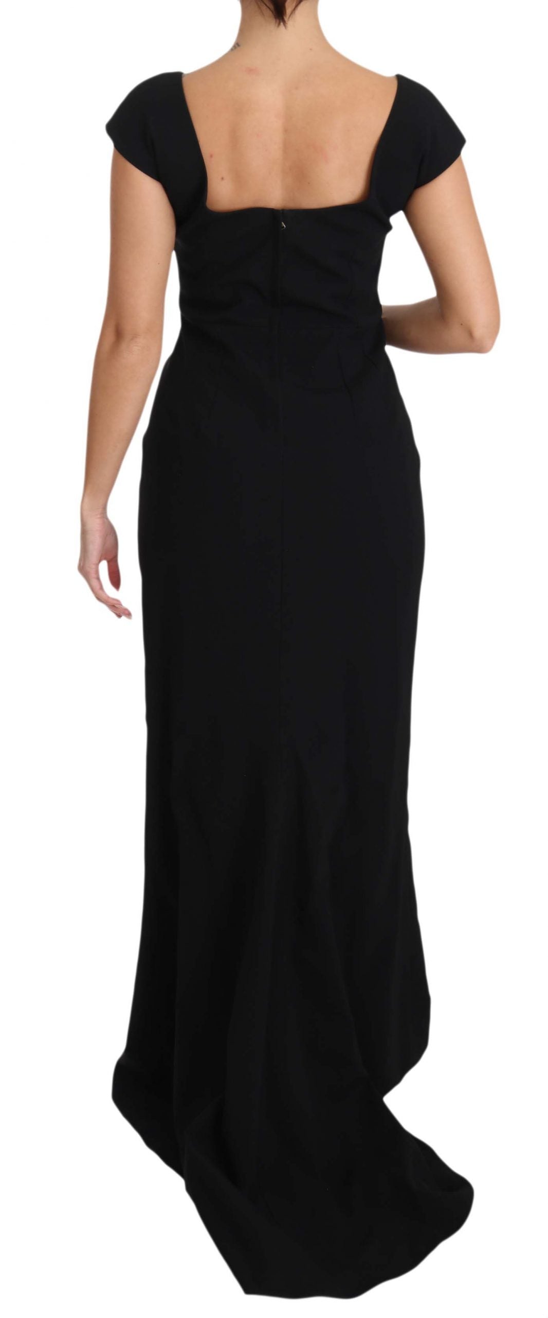 Dolce &amp; Gabbana Black Stretch Fit Flare Gown Maxi women’s dress