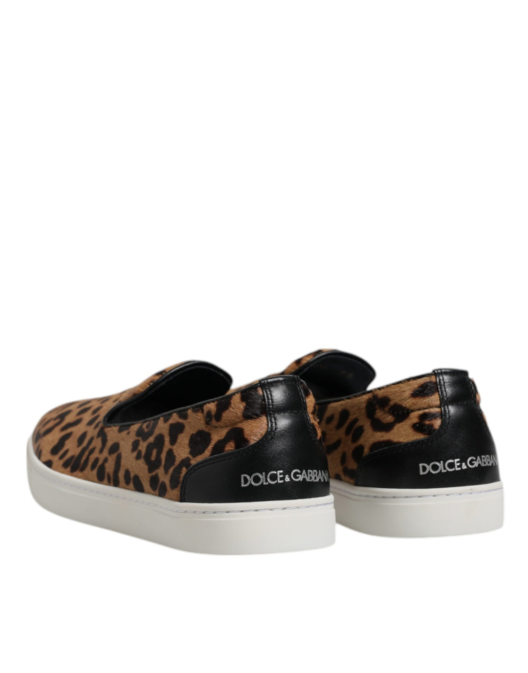 Baskets léopard en cuir de veau marron Dolce &amp;amp; Gabbana