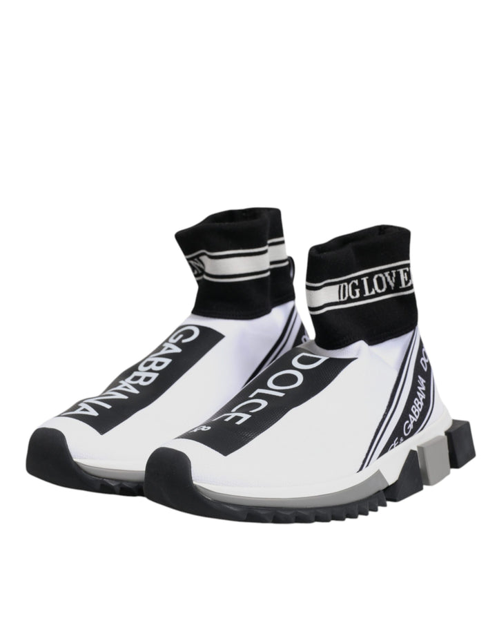 Dolce &amp; Gabbana White Black Sorrento Socks Sneakers Shoes