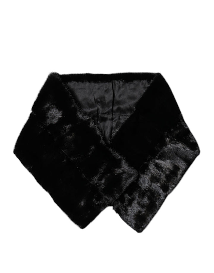 Écharpe à col châle en fourrure noire Dolce &amp;amp; Gabbana