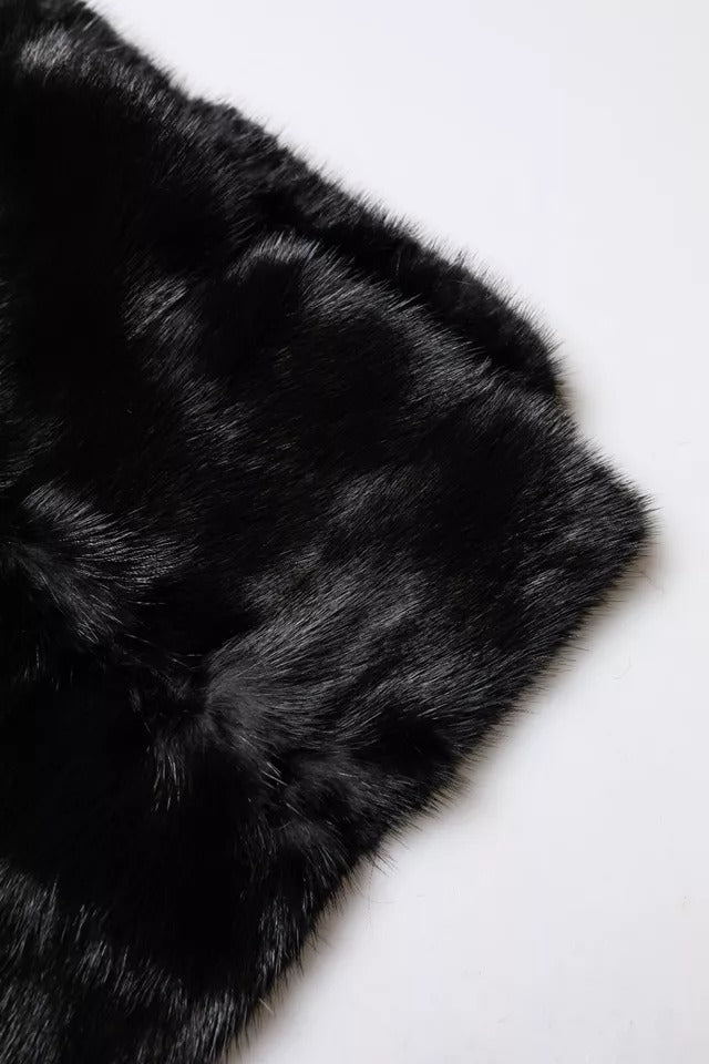 Écharpe à col châle en fourrure noire Dolce &amp;amp; Gabbana
