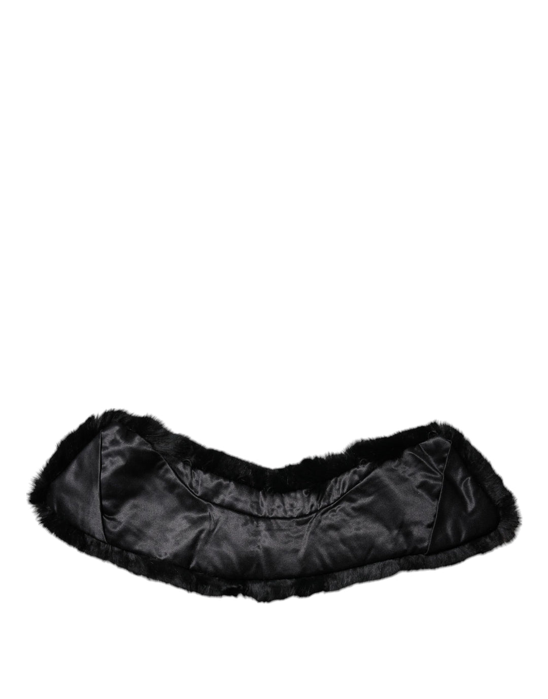 Dolce &amp; Gabbana Black Lamb Fur Collar Women Neck Wrap Scarf