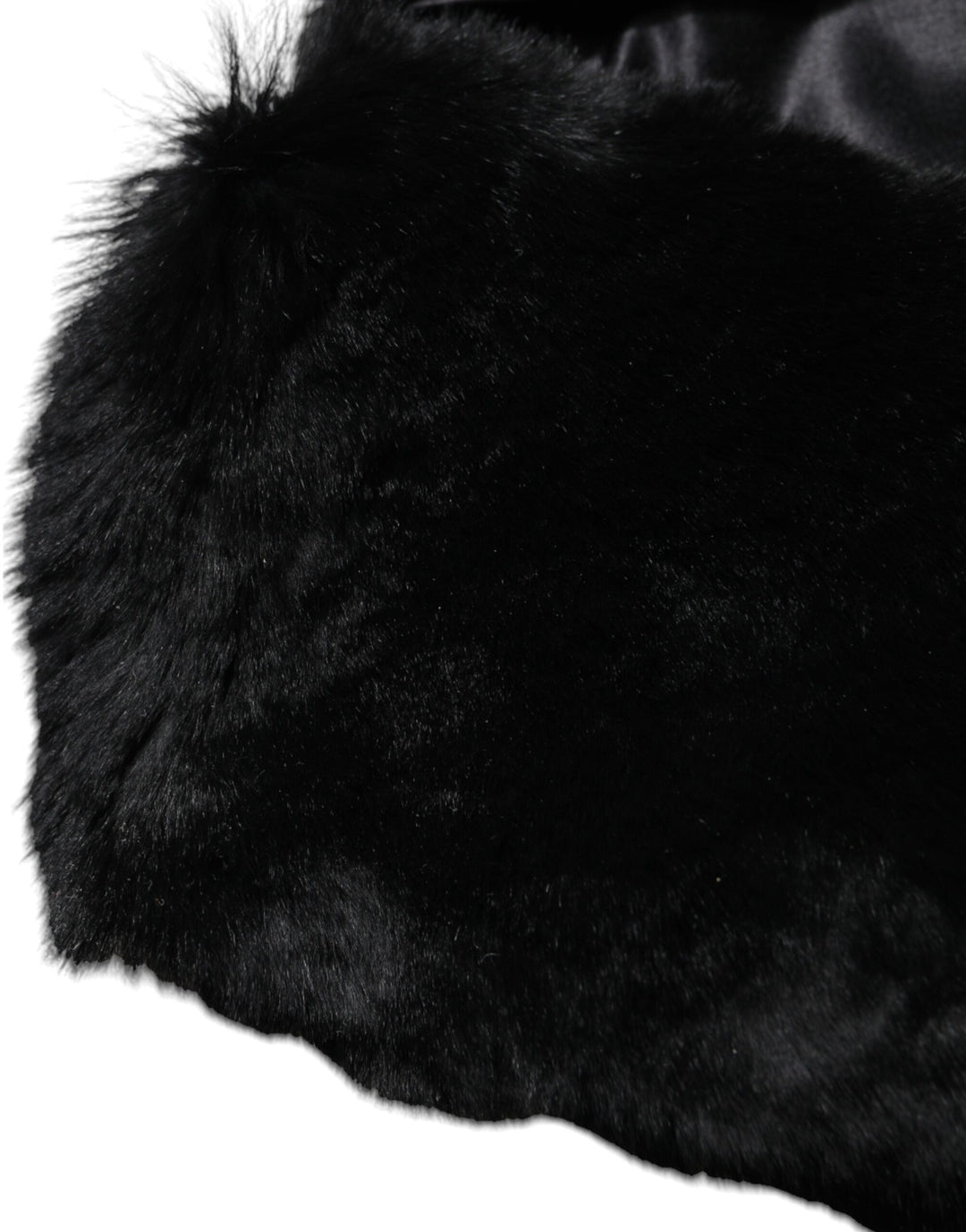 Dolce &amp; Gabbana Black Lamb Fur Collar Women Neck Wrap Scarf