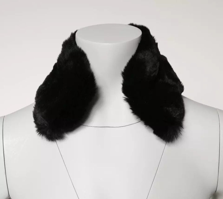 Dolce &amp; Gabbana Black Lamb Fur Collar Women Neck Wrap Scarf