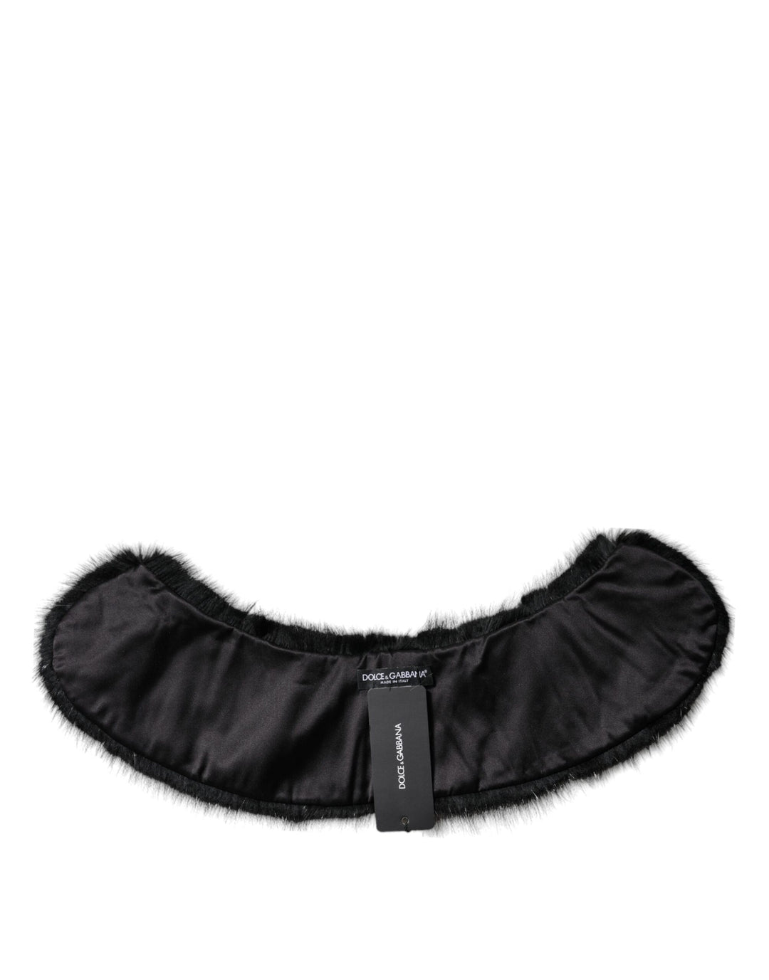 Dolce &amp; Gabbana Black Fur Shawl Neck Wrap Cover Collar Scarf
