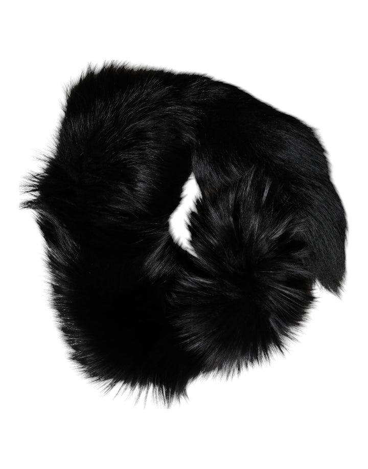 Dolce &amp; Gabbana Black Fox Fur Neck Wrap Warmer Winter Scarf
