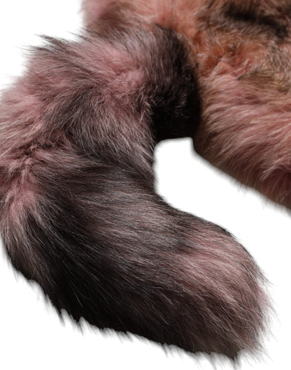 Écharpe d'hiver cache-cou en fourrure de renard rose givré Dolce &amp; Gabbana