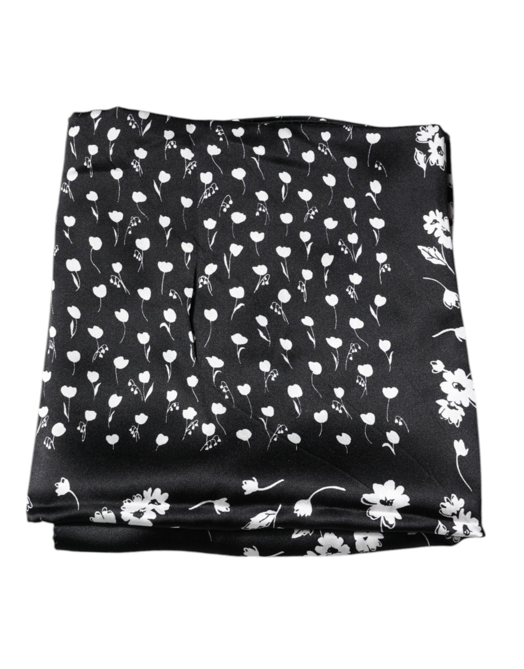 Foulard châle carré en soie à fleurs noires Dolce &amp;amp; Gabbana