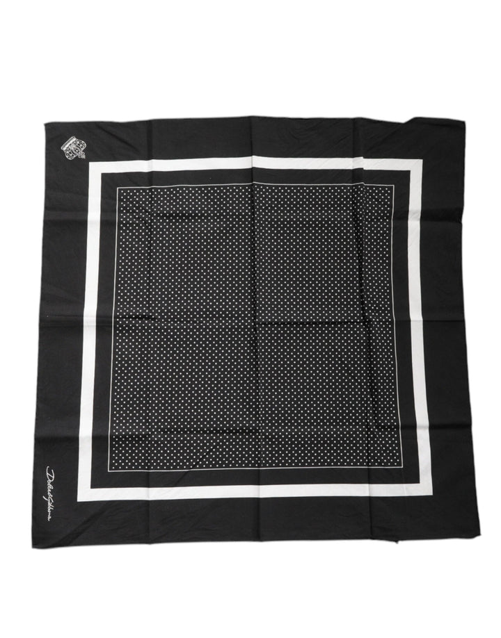 Dolce &amp; Gabbana Black Polka Dots Cotton Handkerchief Scarf