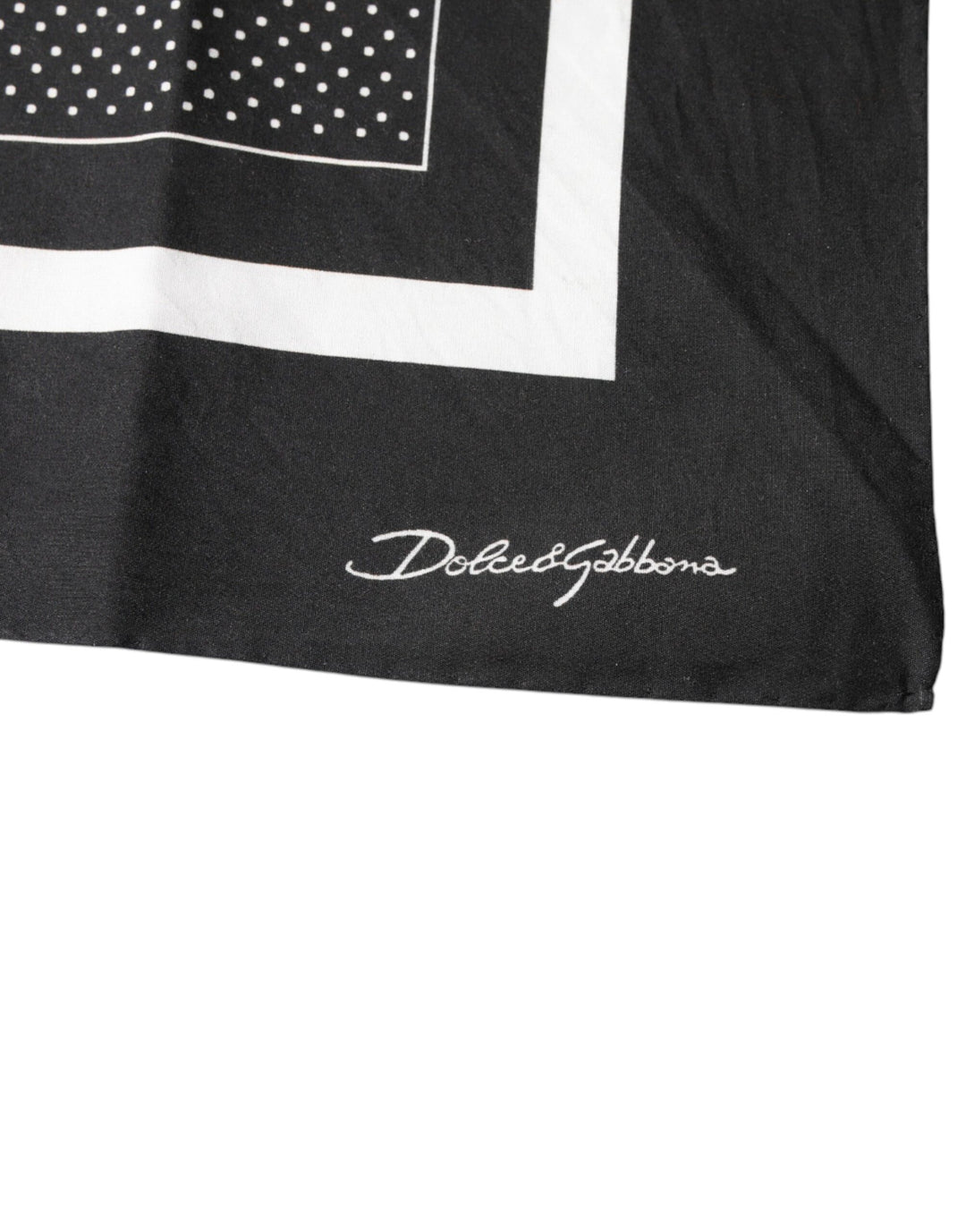 Dolce &amp; Gabbana Black Polka Dots Cotton Handkerchief Scarf