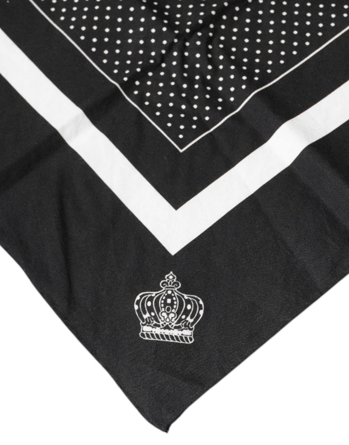 Dolce &amp; Gabbana Black Polka Dots Cotton Handkerchief Scarf