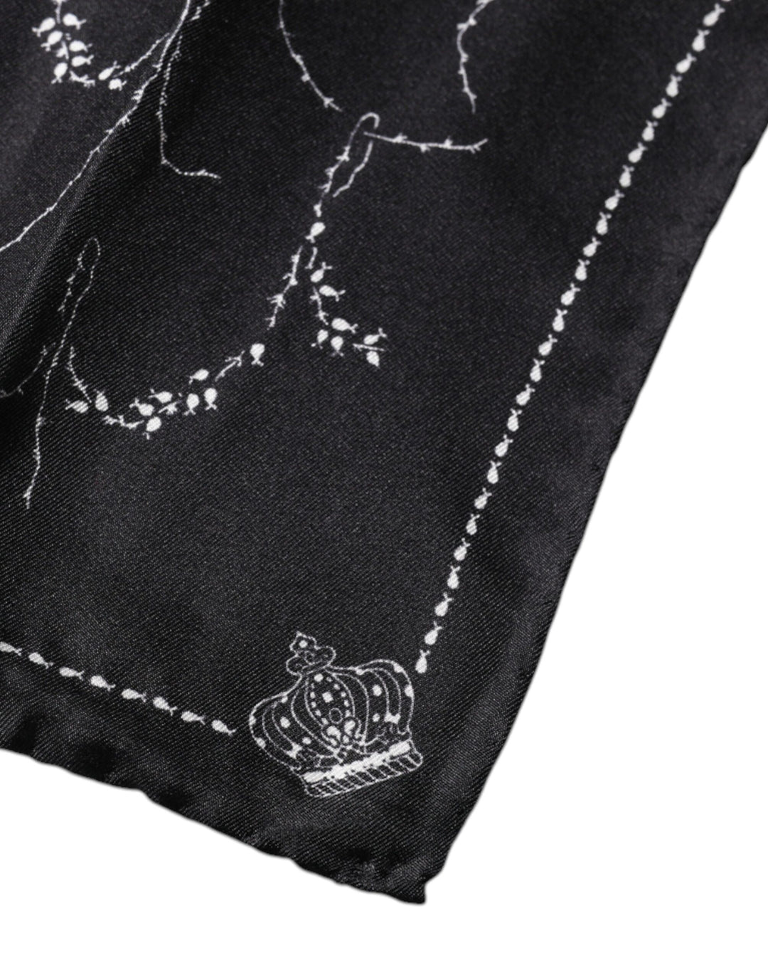 Dolce &amp; Gabbana Black Patterned Silk Handkerchief Scarf