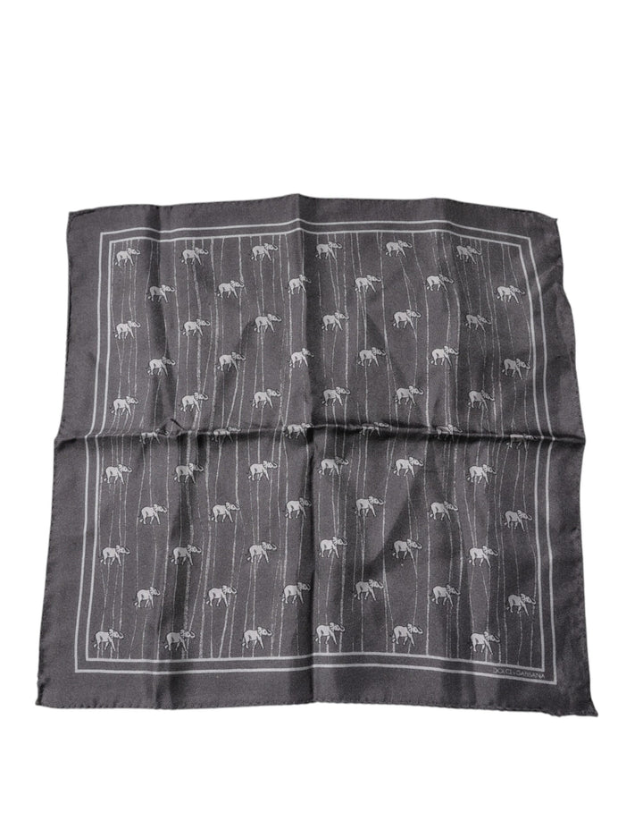 Dolce &amp; Gabbana Brown Elephant Fantasy Handkerchief Scarf