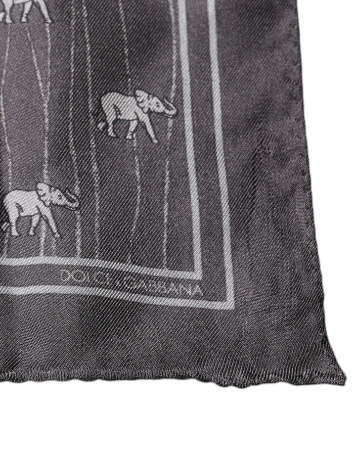 Dolce &amp; Gabbana Brown Elephant Fantasy Handkerchief Scarf