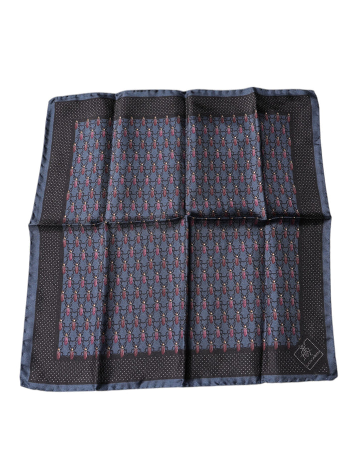 Dolce &amp; Gabbana Dark Blue Beetle Square Handkerchief Scarf