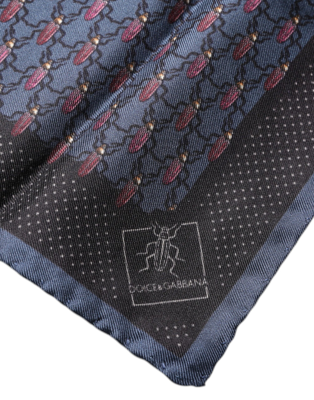 Dolce &amp; Gabbana Dark Blue Beetle Square Handkerchief Scarf
