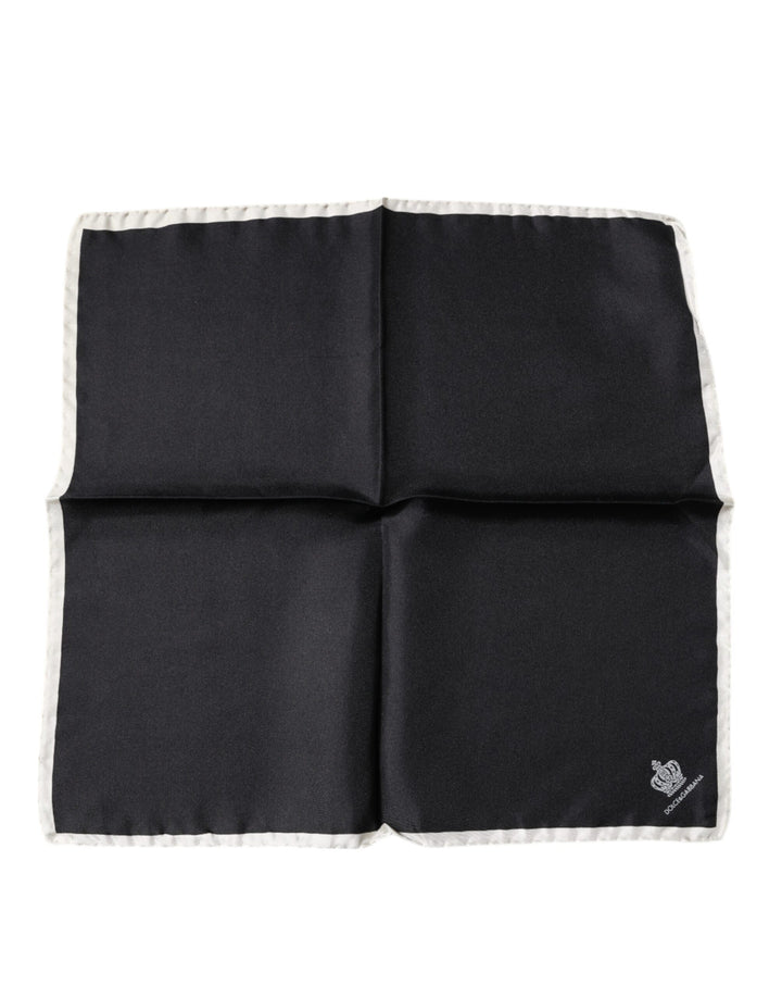 Dolce &amp; Gabbana Black Crown Logo Square Handkerchief Scarf
