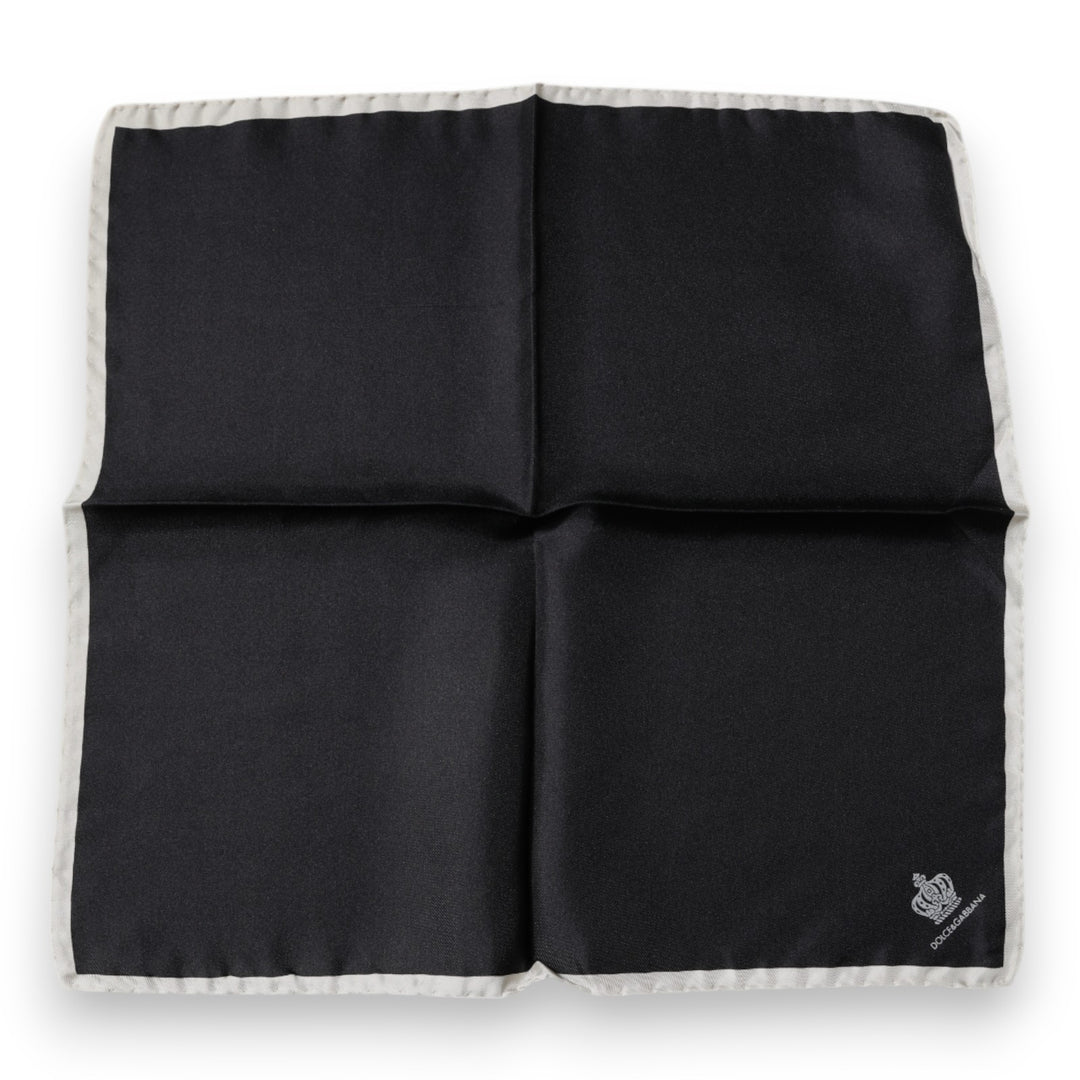 Dolce &amp; Gabbana Black Crown Logo Square Handkerchief Scarf