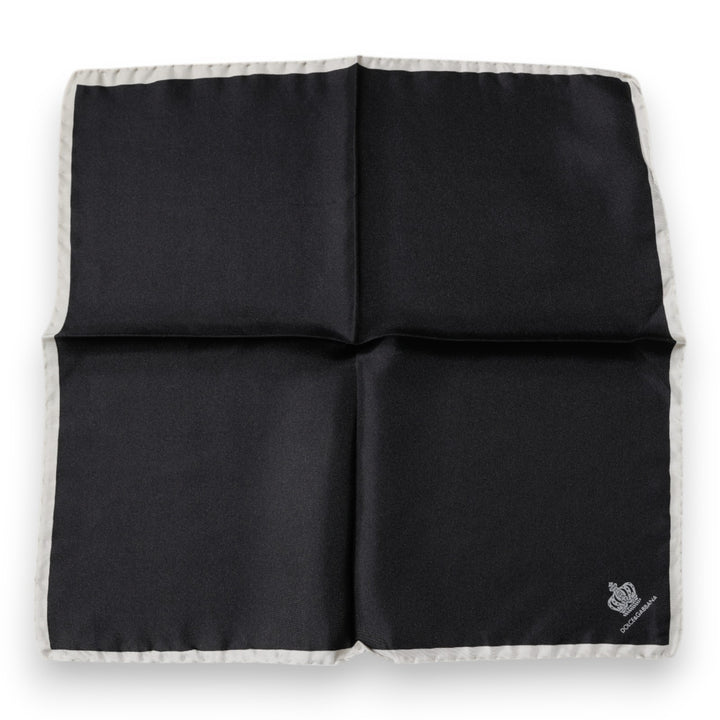 Dolce &amp; Gabbana Black Crown Logo Square Handkerchief Scarf