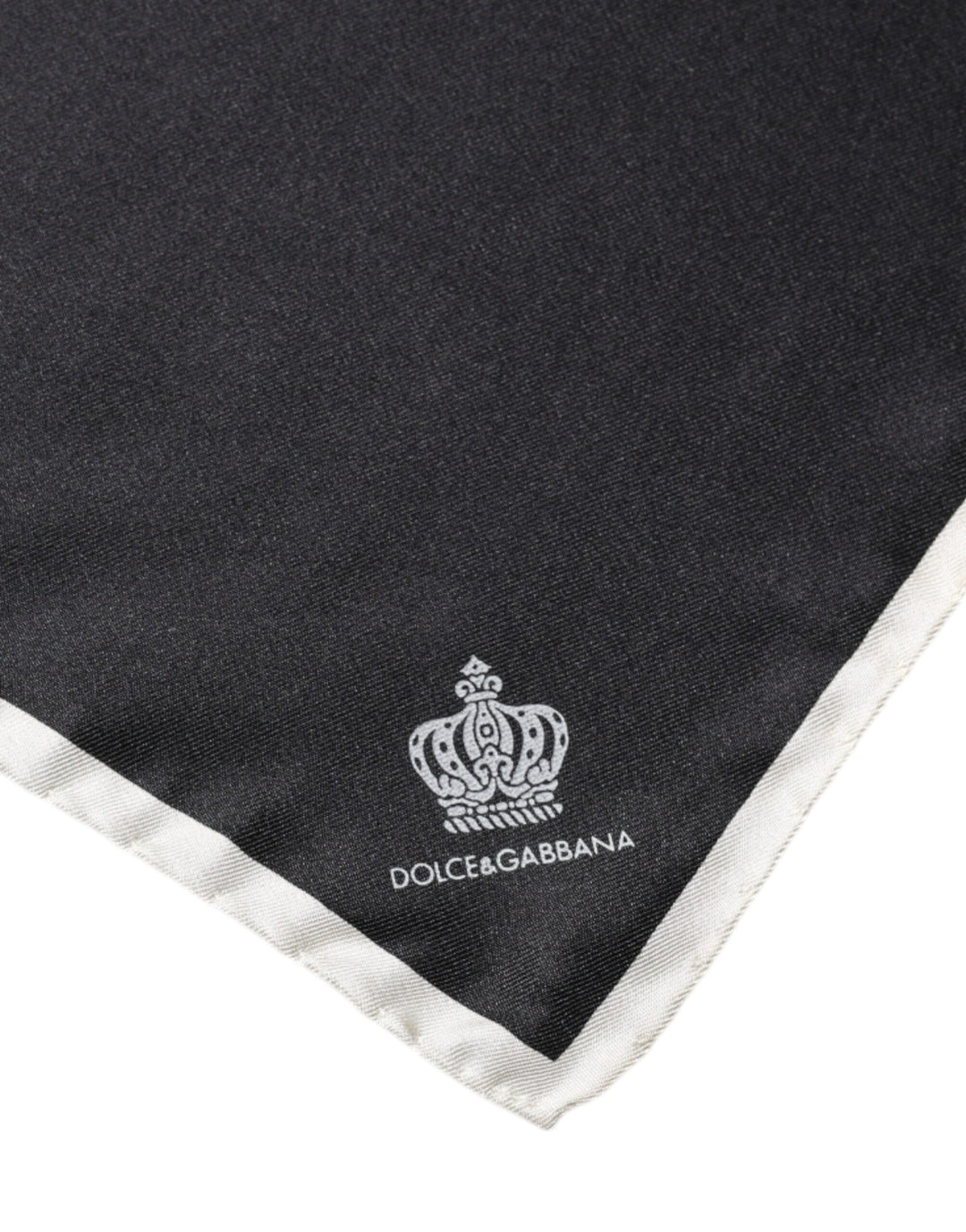 Dolce &amp; Gabbana Black Crown Logo Square Handkerchief Scarf
