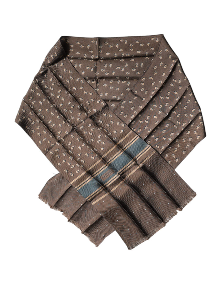 Dolce &amp; Gabbana Brown Fantasy Silk Neck Wrap Shawl Scarf