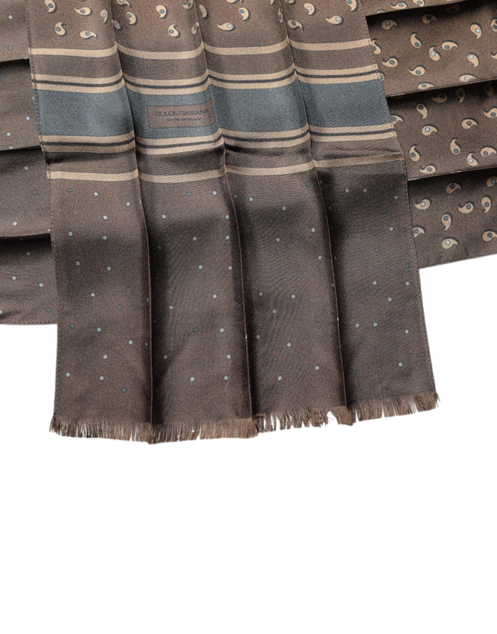 Dolce &amp; Gabbana Brown Fantasy Silk Neck Wrap Shawl Scarf