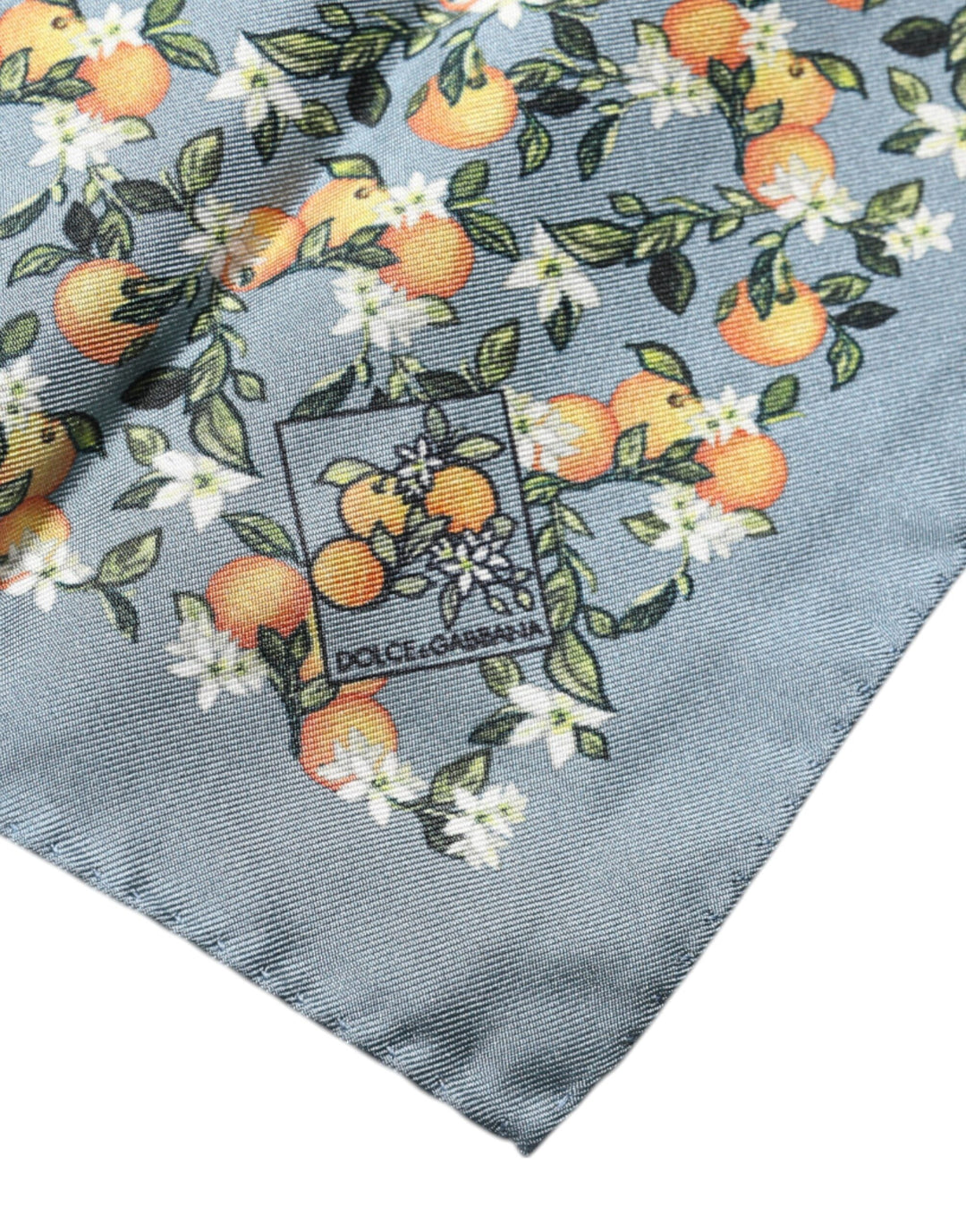 Foulard carré en soie Dolce &amp;amp; Gabbana à imprimé oranges gris