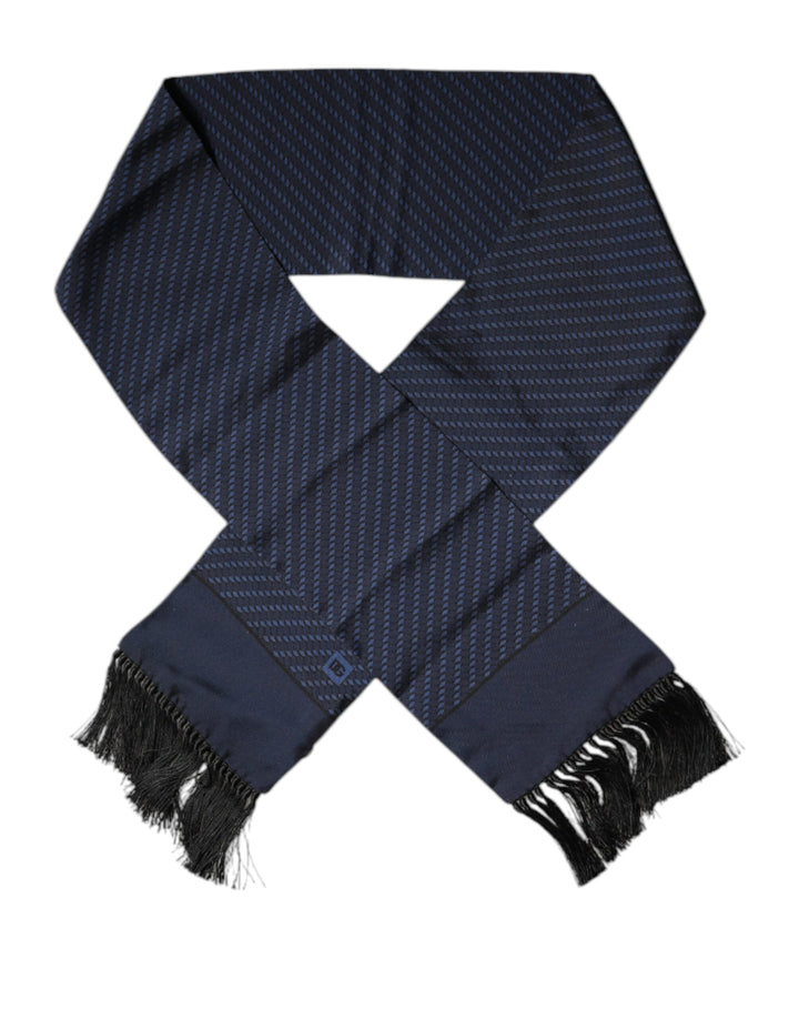 Dolce &amp; Gabbana Dark Blue Fantasy Fringes Neck Wrap Scarf