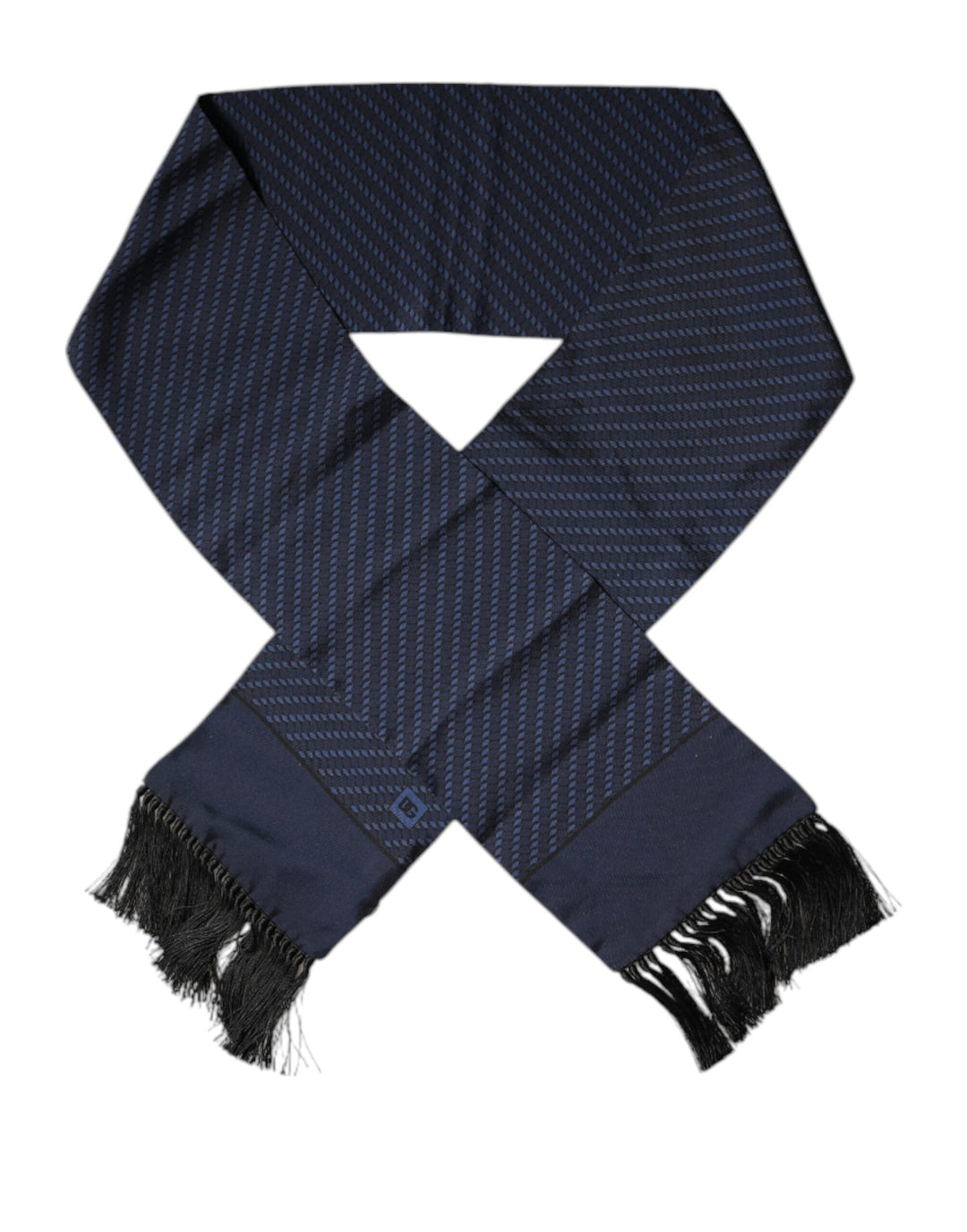 Dolce &amp; Gabbana Dark Blue Fantasy Fringes Neck Wrap Scarf
