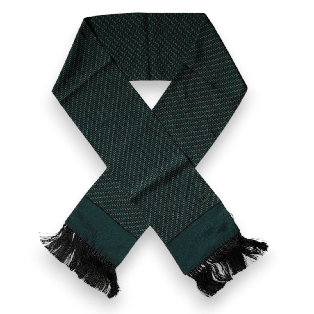 Dolce &amp; Gabbana Dark Green Fantasy Fringes Neck Wrap Scarf