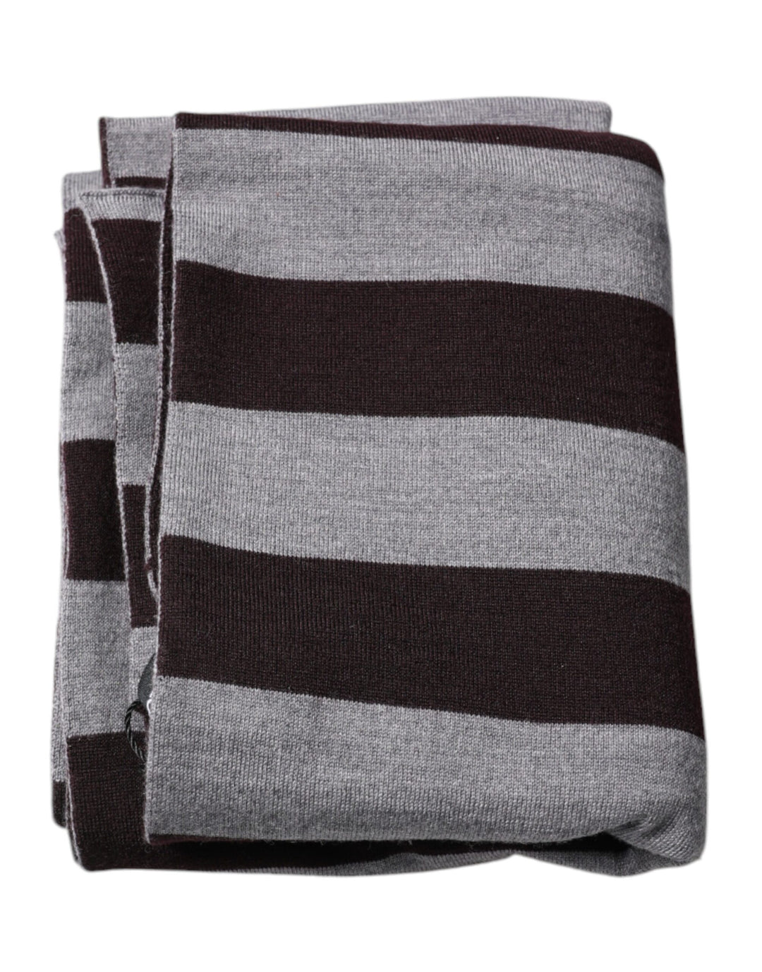 Dolce &amp; Gabbana Black Gray Stripes Wool Neck Wrap Scarf