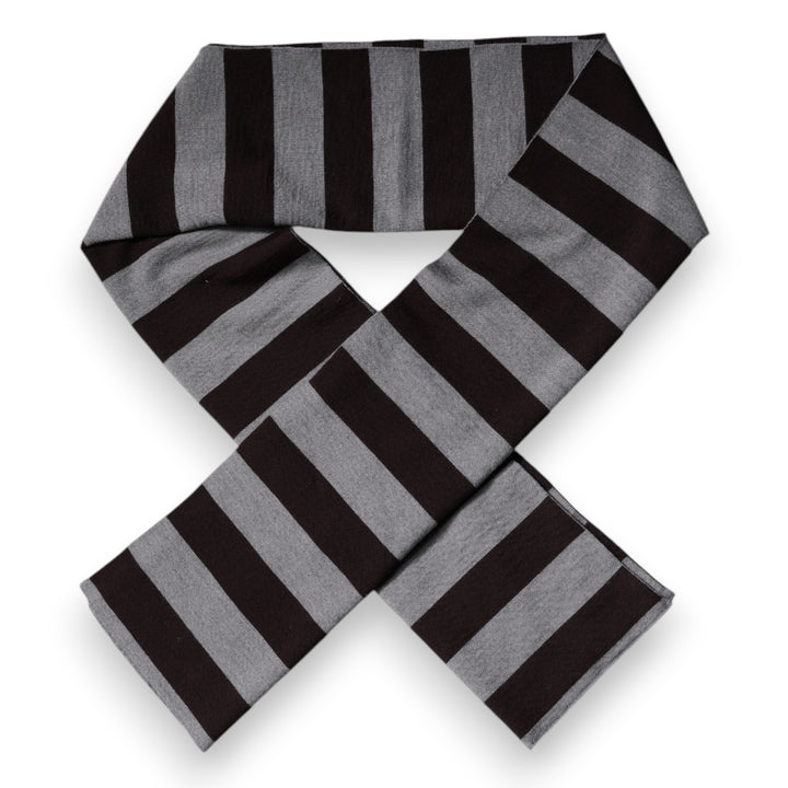 Dolce &amp; Gabbana Black Gray Stripes Wool Neck Wrap Scarf