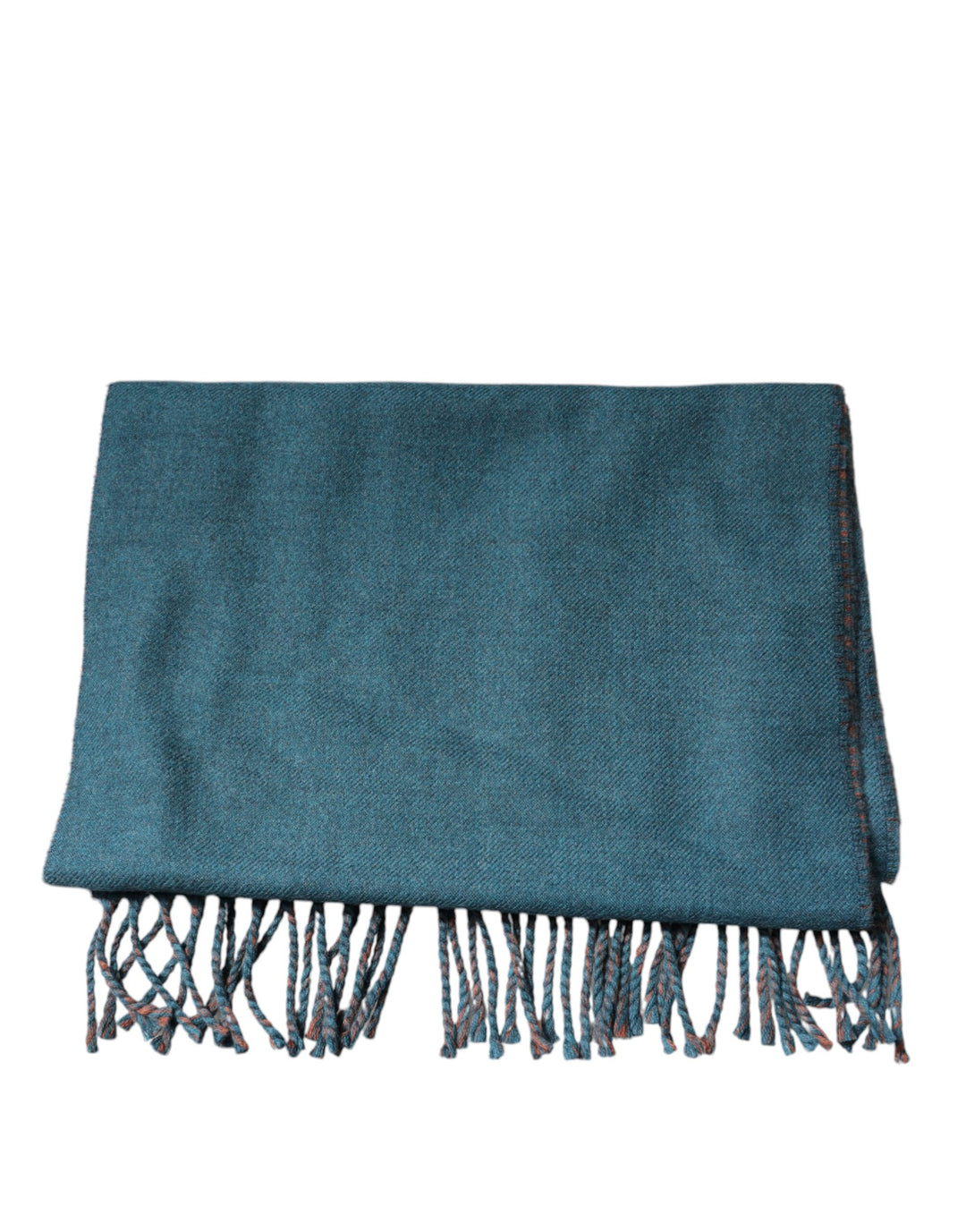 Dolce &amp; Gabbana Blue Green Wool Fringes Wrap Shawl Scarf
