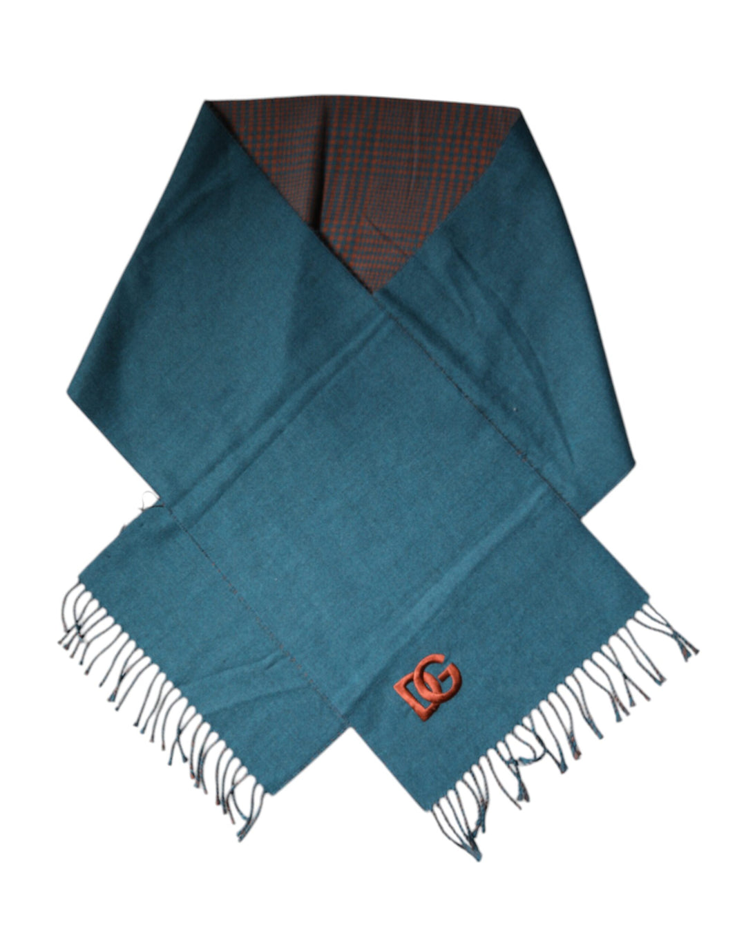 Dolce &amp; Gabbana Blue Green Wool Fringes Wrap Shawl Scarf