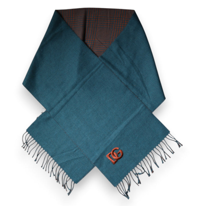Dolce &amp; Gabbana Blue Green Wool Fringes Wrap Shawl Scarf