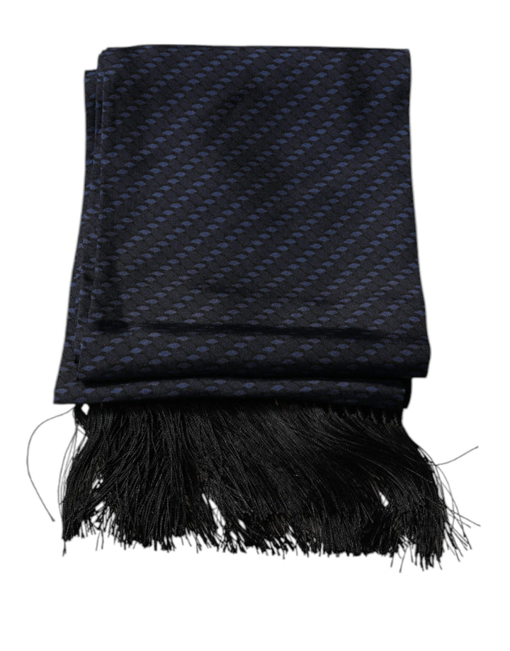 Foulard tour de cou à franges fantaisie bleu foncé Dolce &amp;amp; Gabbana