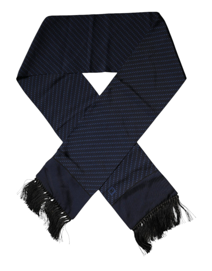 Foulard tour de cou à franges fantaisie bleu foncé Dolce &amp;amp; Gabbana