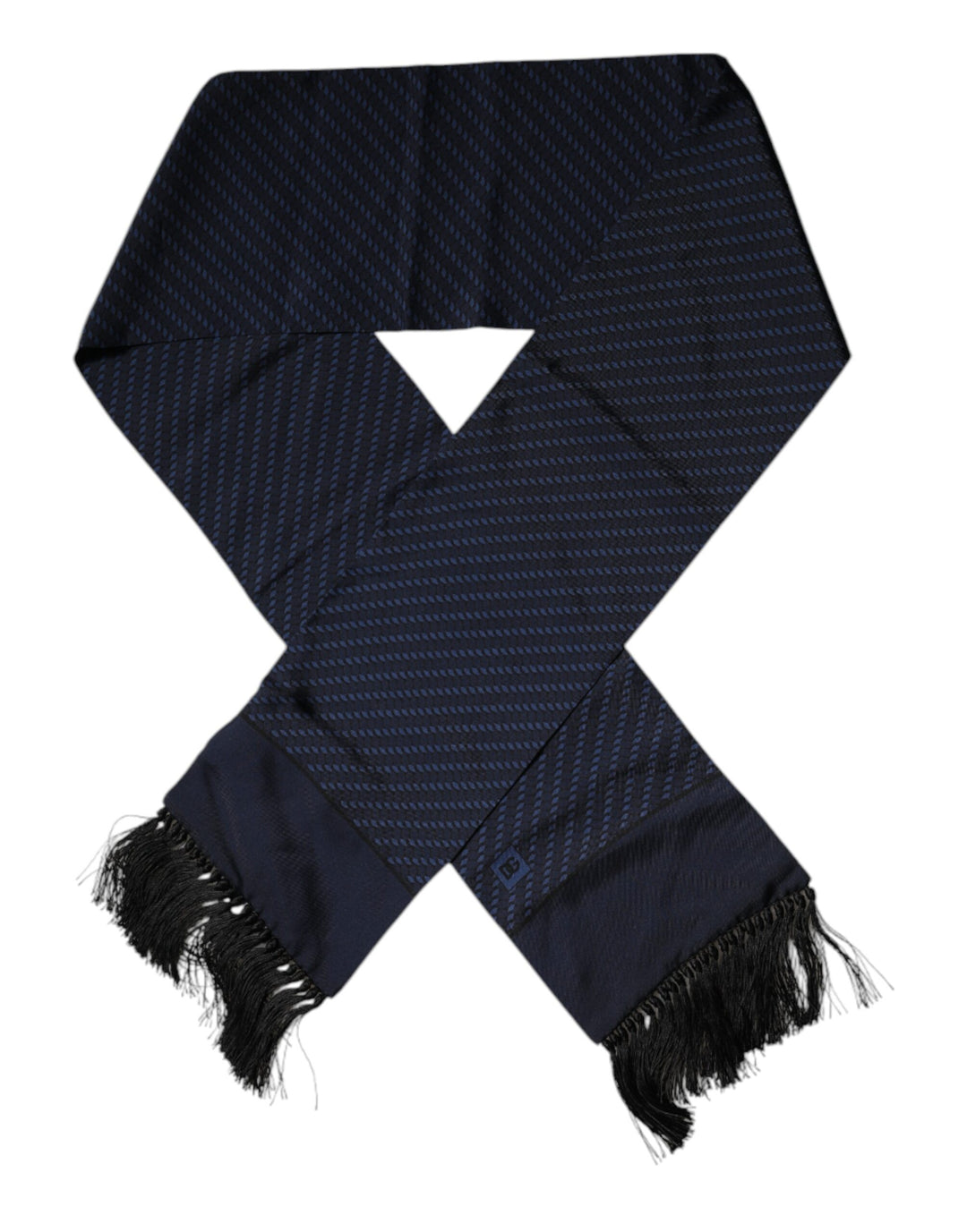 Foulard tour de cou à franges fantaisie bleu foncé Dolce &amp;amp; Gabbana