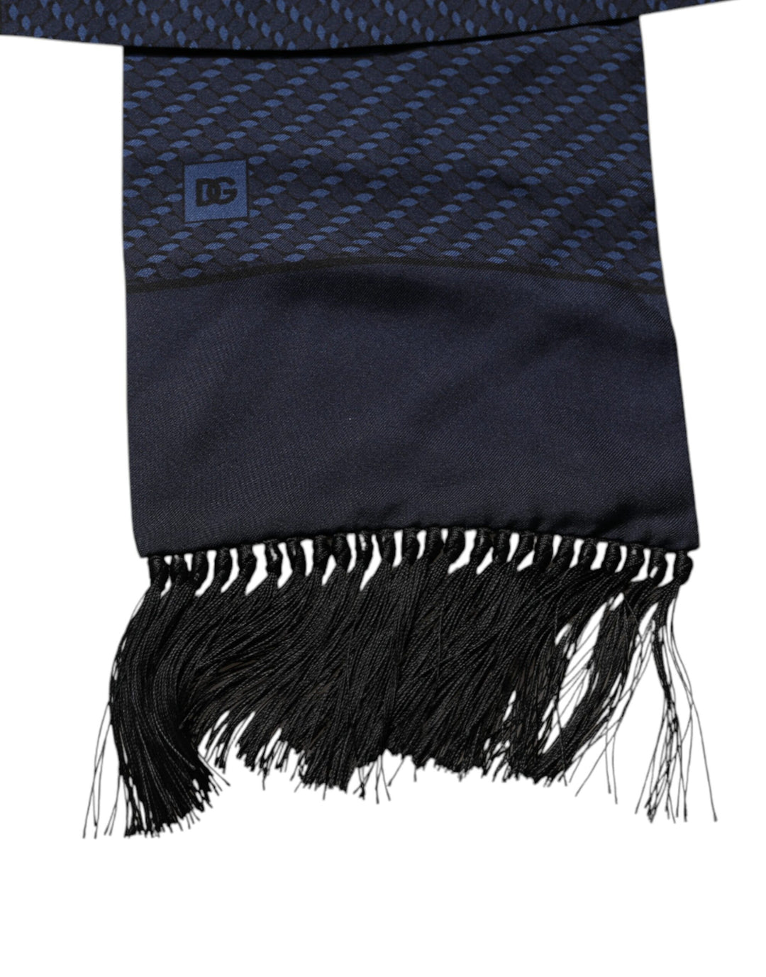 Foulard tour de cou à franges fantaisie bleu foncé Dolce &amp;amp; Gabbana