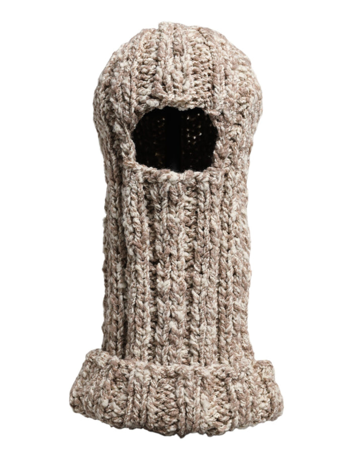 Dolce &amp; Gabbana Beige Wool Knitted Ski Mask Balaclava Hat