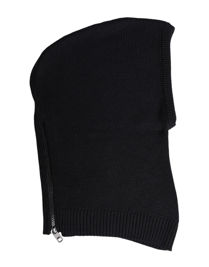 Dolce &amp; Gabbana Black Wool Whole Head Wrap Balaclava Hat