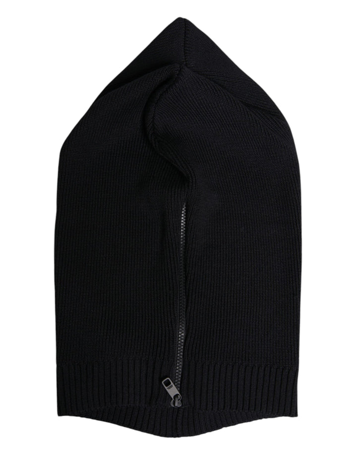 Dolce &amp; Gabbana Black Wool Whole Head Wrap Balaclava Hat