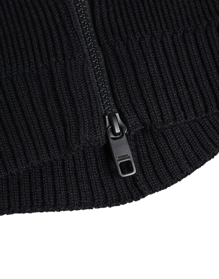 Dolce &amp; Gabbana Black Wool Whole Head Wrap Balaclava Hat