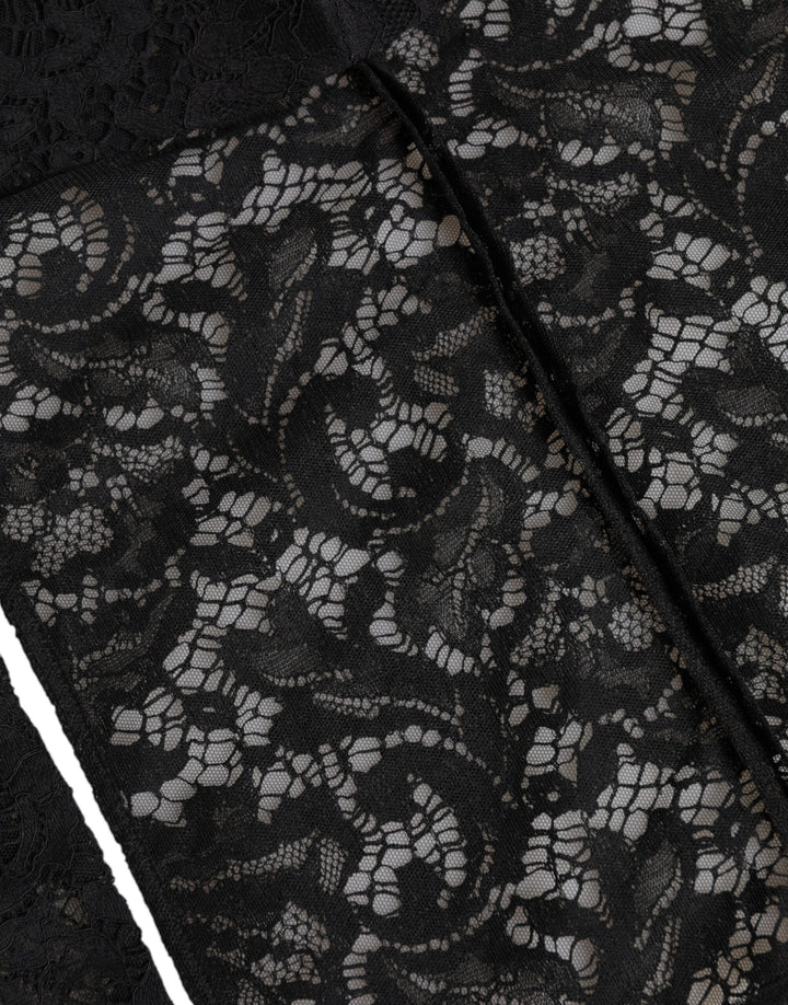 Dolce &amp; Gabbana Black Floral Lace Whole Head Wrap Hat
