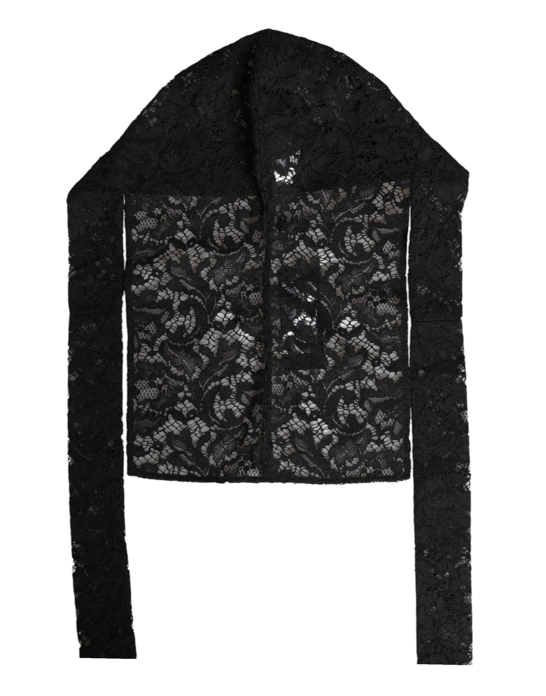 Dolce &amp; Gabbana Black Floral Lace Whole Head Wrap Hat