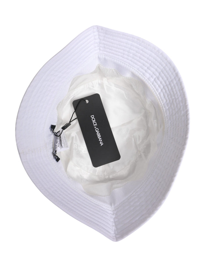 Dolce &amp; Gabbana White Cotton Wide Brim Bucket Hat