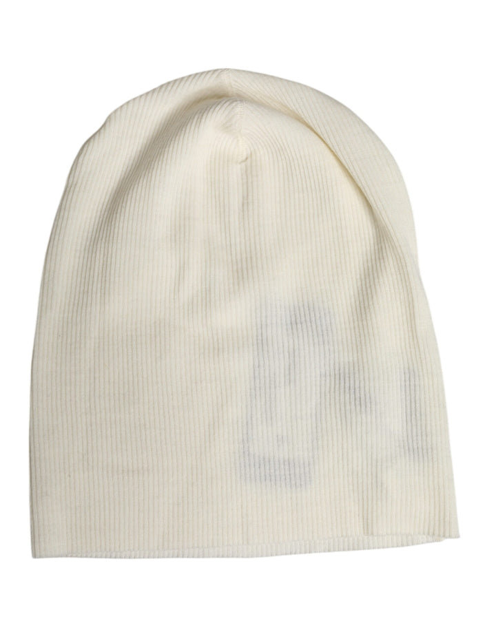 Bonnet tricoté en laine mélangée beige Dolce &amp;amp; Gabbana