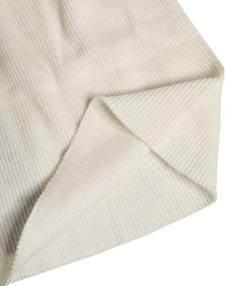 Bonnet tricoté en laine mélangée beige Dolce &amp;amp; Gabbana
