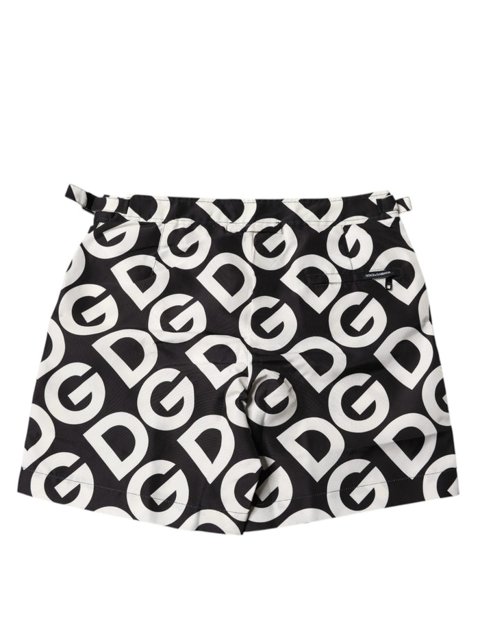 Dolce &amp; Gabbana Black White Logo Beachwear Shorts Swimwear