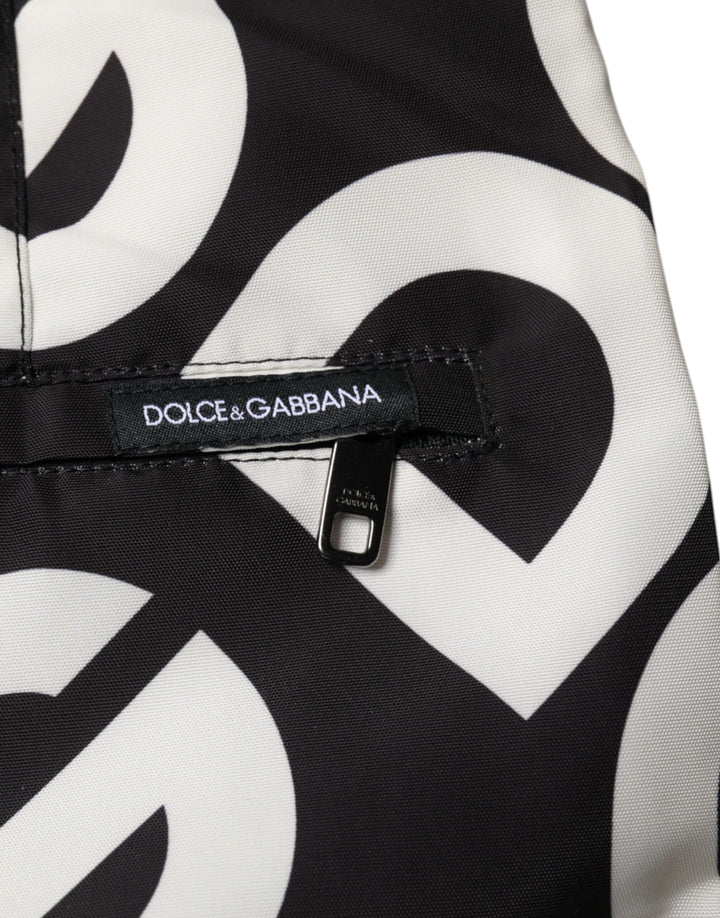 Dolce &amp; Gabbana Black White Logo Beachwear Shorts Swimwear